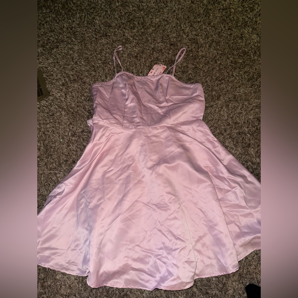 Elegant Pink Satin Mini Dress